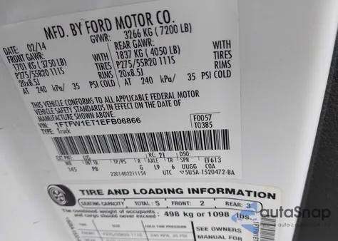 2014 Ford F-150 Platinum from USA, damaged, VIN 1FTFW1ET1EFB06866